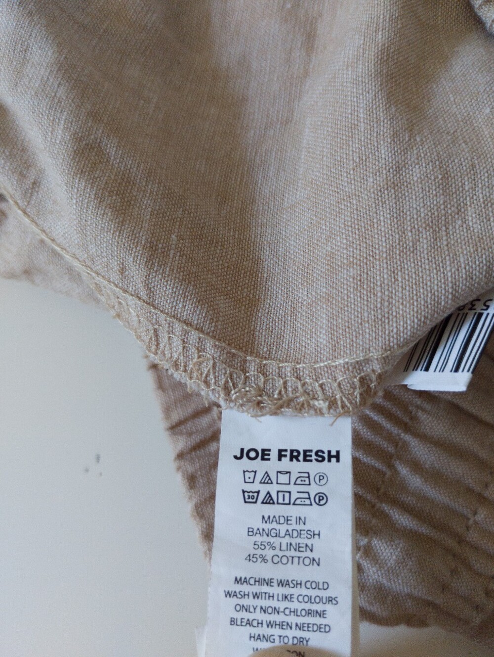 Joe Fresh Linen Cotton Roll Cuff Pant Beige Neutral Drawstring Casual Pants XL - Picture 3 of 7